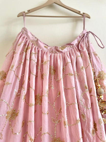 Elegant Blush Pink Embroidered Lehenga Set