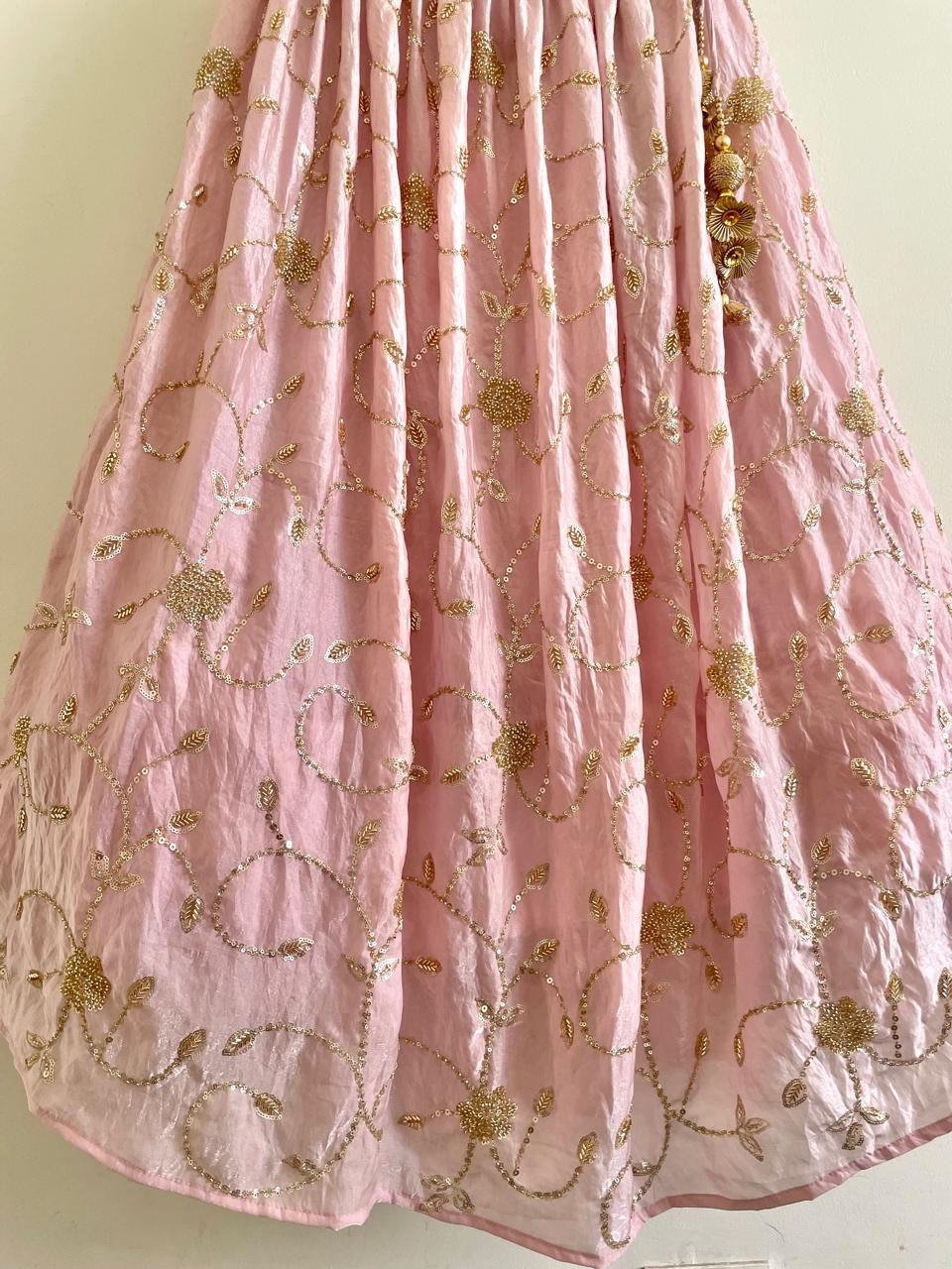 Elegant Blush Pink Embroidered Lehenga Set