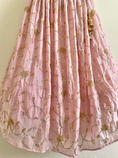 Elegant Blush Pink Embroidered Lehenga Set