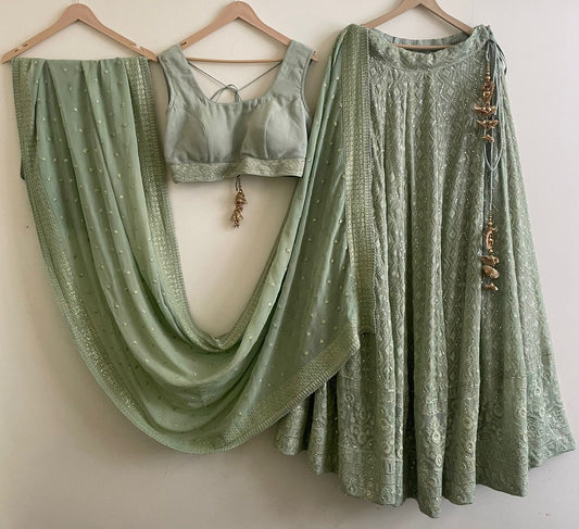 The Pistachio Chikankari Lehenga Set