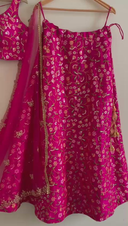 Radiant Rani Pink Embroidered Lehenga Set
