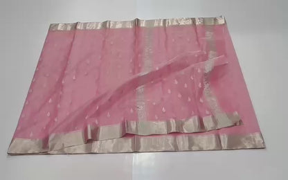 Blush Pink Katan Silk Saree with Zari Woven Motifs